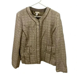 Chico’s Tweed Open Front Blazer Size Large